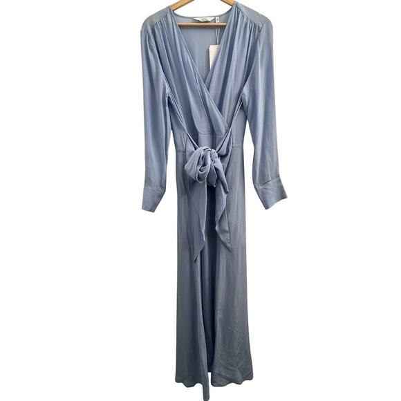 & Other Stories Paris Atelier Scarf Tie Flowy Midi Dress, light blue size 6 - Picture 2 of 7